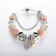 Pulseira Pandora® Prata 925 com 11 Berloques + Corrente de Segurança