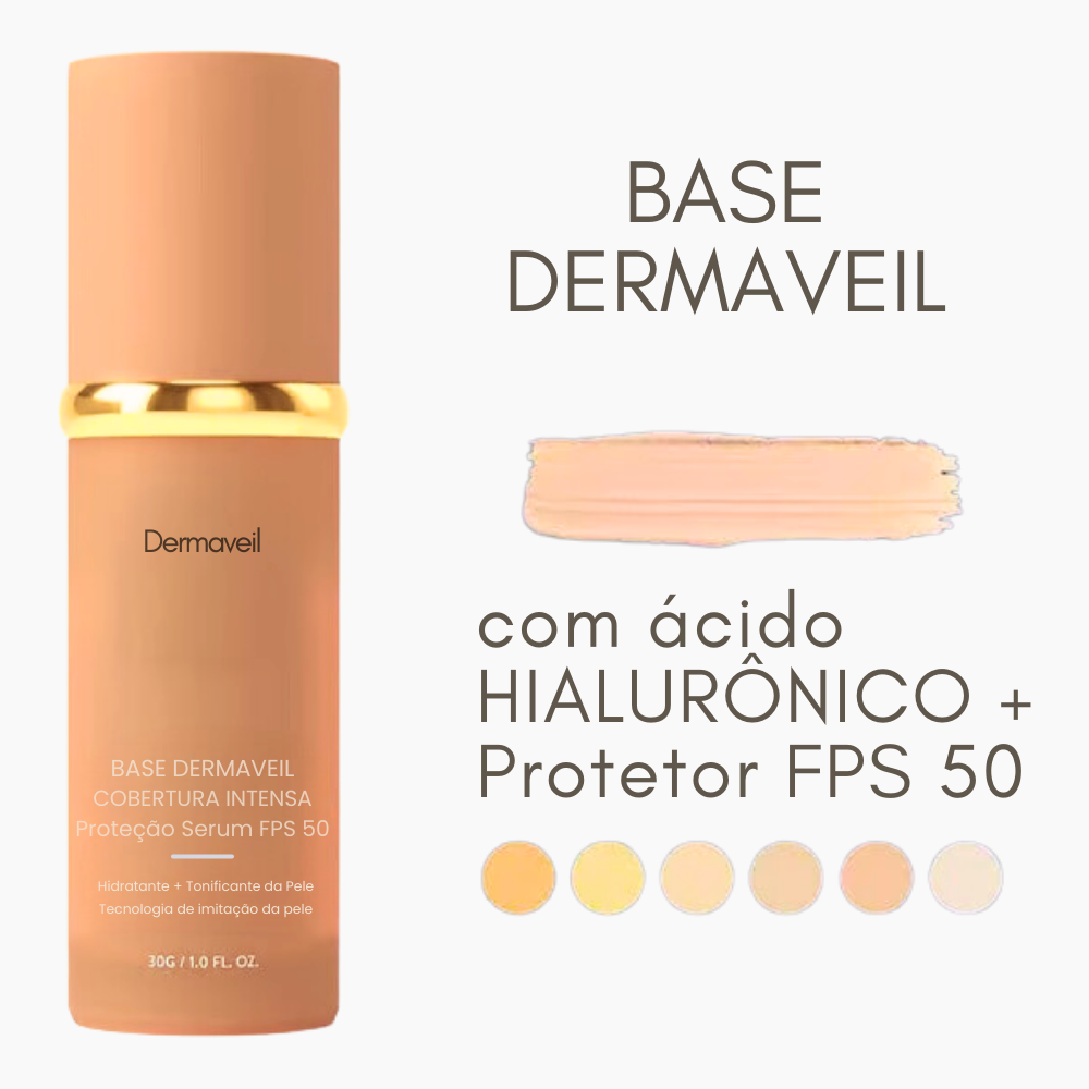 Base Dermaveil© Alta cobertura com Ácido Hialurônico + Protetor FPS 50